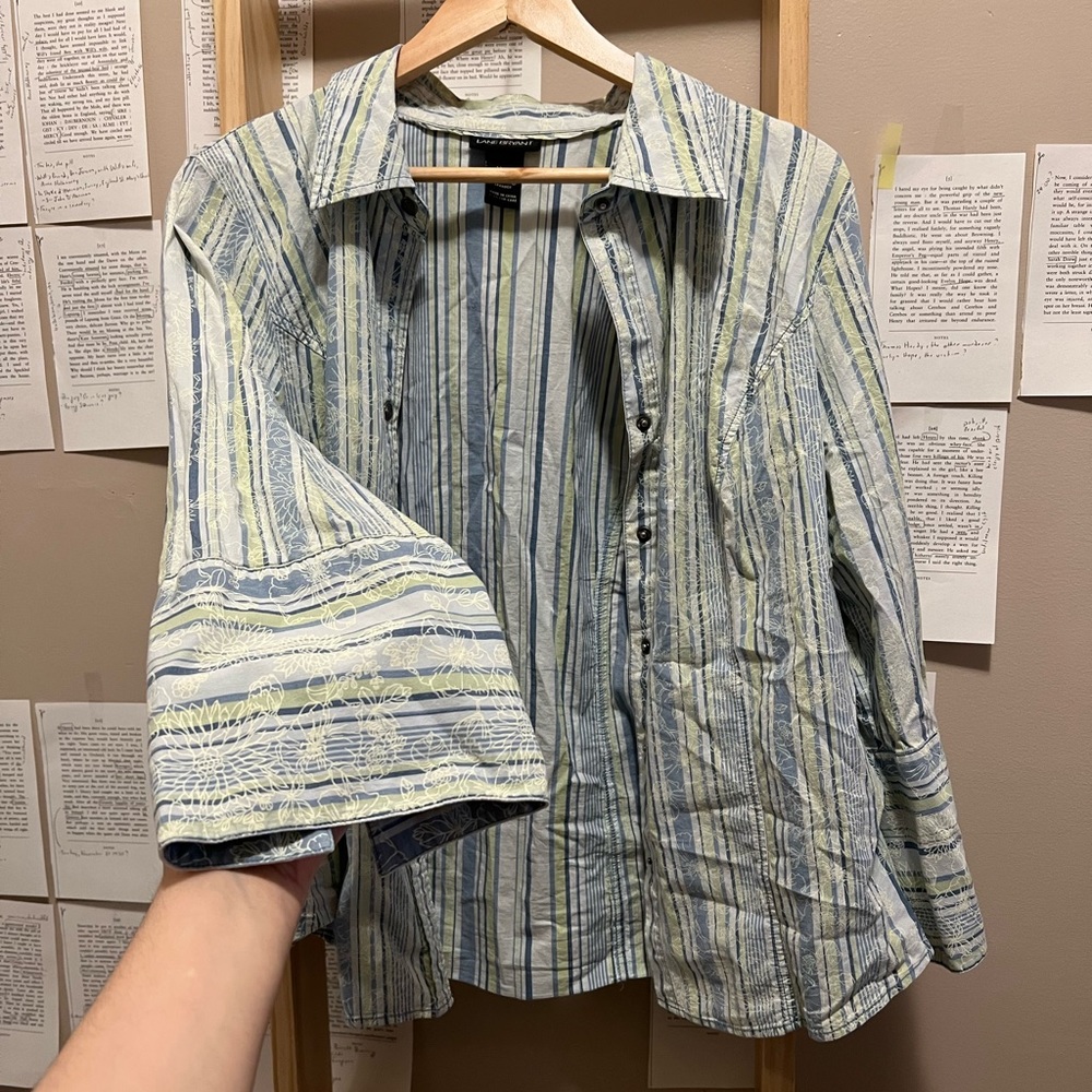 Coastal Summer Casual Long Sleeve Shirt with Flower Patterns